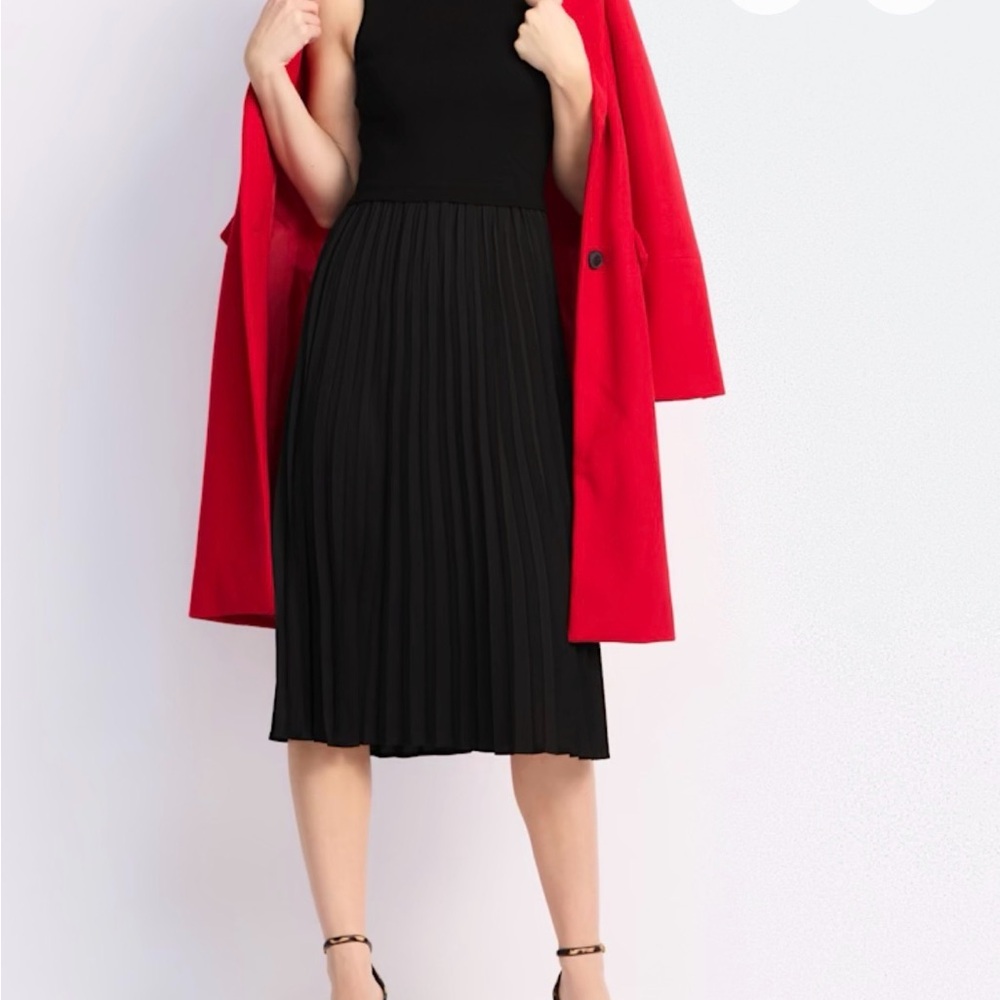 Terra Mixed Media Black Midi Dress